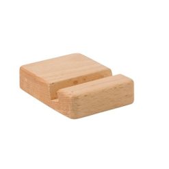 Stojak na telefon z nadrukiem Twojego logo, materiał: drewno, kolor: drewno
