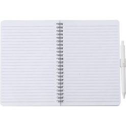 Antybakteryjny notatnik ok. A5 z długopisem z nadrukiem Twojego logo, materiał: metal, plastik, guma, papier, pp, kolor: biały