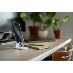 Stojak na telefon | Jeffrey z nadrukiem Twojego logo, materiał: korek, kolor: biały