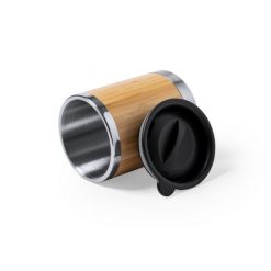 Bambusowy kubek termiczny 300 ml z nadrukiem Twojego logo, materiał: bambus, stal nierdzewna, stal, kolor: neutralny
