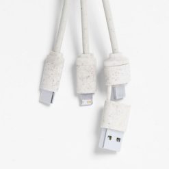 Kabel do ładowania ze słomy pszenicznej, z karabińczykiem z nadrukiem Twojego logo, materiał: plastik, słoma pszeniczna, kolor: neutralny