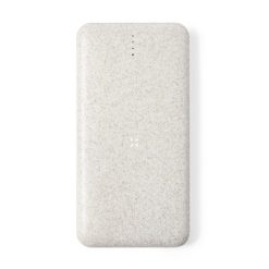 Bezprzewodowy power bank 8000 mAh ze słomy pszenicznej, ładowarka bezprzewodowa 10W z nadrukiem Twojego logo, materiał: plastik, słoma pszeniczna, kolor: neutralny