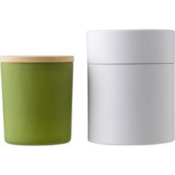 Świeczka zapachowa z nadrukiem Twojego logo, materiał: bambus, szkło, kolor: zielony