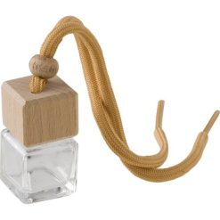 Szklany odświeżacz powietrza do samochodu z nadrukiem Twojego logo, materiał: drewno, poliester, szkło, kolor: brązowy