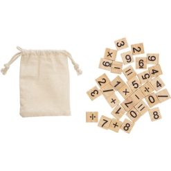 Gra edukacyjna, 32 el. z nadrukiem Twojego logo, materiał: drewno, bawełna, kolor: brązowy