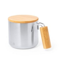 Kubek termiczny 330 ml ze stali nierdzewnej z recyklingu z nadrukiem Twojego logo, materiał: bambus, stal nierdzewna, stal, kolor: srebrny