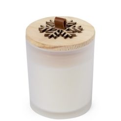 Świeczka zapachowa z nadrukiem Twojego logo, materiał: drewno, szkło, kolor: biały