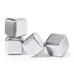 Chłodzące kostki do napojów, 4 szt. z nadrukiem Twojego logo, materiał: stal nierdzewna, stal, kolor: neutralny