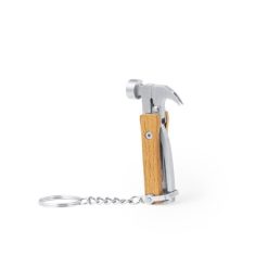 Narzędzie wielofunkcyjne, 7 funkcji, brelok do kluczy z nadrukiem Twojego logo, materiał: drewno, stal nierdzewna, stal, kolor: neutralny