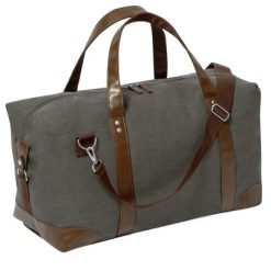 Torba sportowa, podróżna z nadrukiem Twojego logo, materiał: pu, płótno, kolor: szary