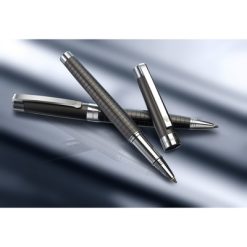 Zestaw piśmienniczy Charles Dickens®, długopis i pióro kulkowe z nadrukiem Twojego logo, materiał: metal, welur, pu, kolor: szary