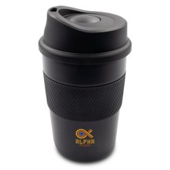 Kubek termiczny 350 ml Exclusive Collection | Adina z nadrukiem Twojego logo, materiał: plastik, guma, stal nierdzewna, stal, kolor: czarny
