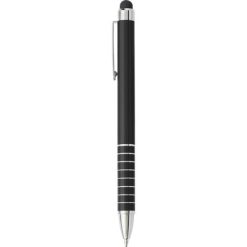 Długopis, touch pen z nadrukiem Twojego logo, materiał: aluminium, guma, kolor: czarny