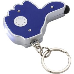 Brelok do kluczy "kciuk", lampka LED, touch pen z nadrukiem Twojego logo, materiał: metal, plastik, kolor: granatowy