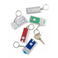 Brelok do kluczy, żeton do wózka na zakupy, lampka LED z nadrukiem Twojego logo, materiał: metal, ps, kolor: czarny