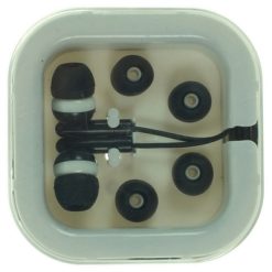 Słuchawki douszne z nadrukiem Twojego logo, materiał: plastik, pvc, kolor: czarny