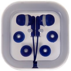 Słuchawki douszne z nadrukiem Twojego logo, materiał: plastik, pvc, kolor: granatowy