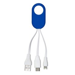 Kabel do ładowania z nadrukiem Twojego logo, materiał: plastik, pvc, kolor: niebieski