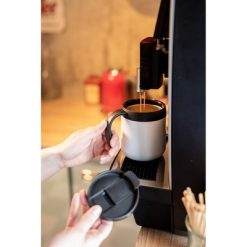 Kubek termiczny 400 ml z rączką | Wyatt z nadrukiem Twojego logo, materiał: plastik, stal nierdzewna, stal, kolor: biały