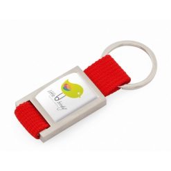 Brelok do kluczy z nadrukiem Twojego logo, materiał: metal, poliester, kolor: czerwony