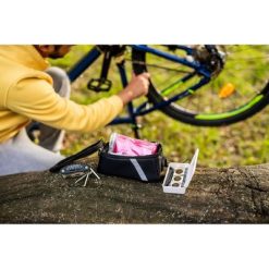 Torba rowerowa z wyposażeniem, zestaw naprawczy, apteczka, poncho | Fabio z nadrukiem Twojego logo, materiał: nylon, kolor: czarny