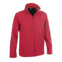Wodoodporna i oddychająca kurtka z nadrukiem Twojego logo, materiał: poliester, soft shell, spandex, kolor: czerwony