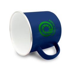 Emaliowany kubek 360 ml | Taeris z nadrukiem Twojego logo, materiał: metal, kolor: granatowy