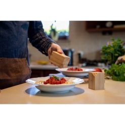 Bambusowy zestaw do soli i pieprzu | Alfred z nadrukiem Twojego logo, materiał: plastik, bambus, kolor: drewno