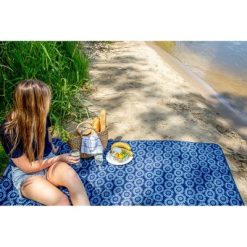 Koc piknikowy Air Gifts | Stanley z nadrukiem Twojego logo, materiał: peva, polar, kolor: granatowy