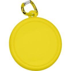 Składany kubek podróżny 220 ml z karabińczykiem z nadrukiem Twojego logo, materiał: aluminium, pet, kolor: żółty
