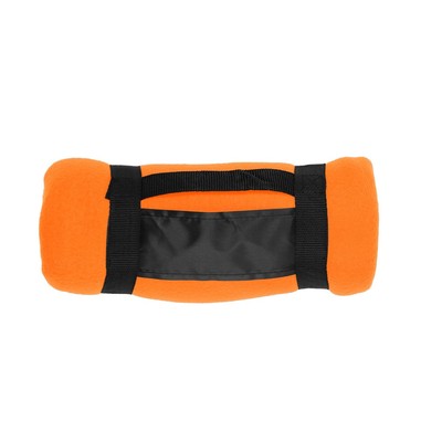 Koc piknikowy z nadrukiem Twojego logo, materiał: polar, kolor: pomarańczowy Koc piknikowy z nadrukiem Twojego logo, materiał: polar, kolor: pomarańczowy