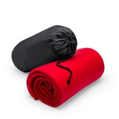 Koc piknikowy z nadrukiem Twojego logo, materiał: polar, kolor: czerwony