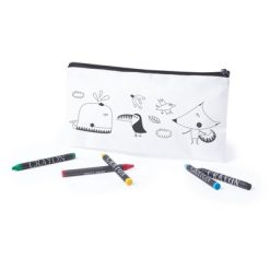 Piórnik do kolorowania, kredki z nadrukiem Twojego logo, materiał: non-woven, kolor: biały