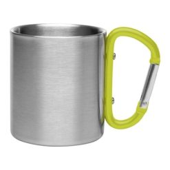Metalowy kubek 210 ml z karabińczykiem | Easton z nadrukiem Twojego logo, materiał: stal nierdzewna, stal, kolor: żółty