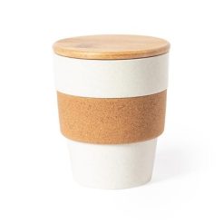 Kubek podróżny 350 ml z nadrukiem Twojego logo, materiał: bambus, pp, korek, kolor: neutralny