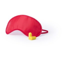 Zestaw podróżny, maska na oczy, zatyczki do uszu z nadrukiem Twojego logo, materiał: eva, mikrofibra, kolor: czerwony
