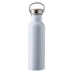 Butelka sportowa 700 ml z nadrukiem Twojego logo, materiał: bambus, stal nierdzewna, silikon, stal, kolor: biały