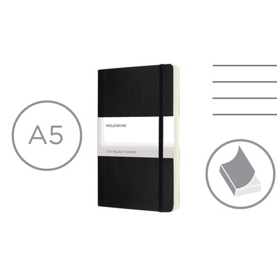 MOLESKINE Notatnik ok. A5 z nadrukiem Twojego logo, materiał: pu, papier, kolor: czarny MOLESKINE Notatnik ok. A5 z nadrukiem Twojego logo, materiał: pu, papier, kolor: czarny