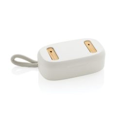 Bezprzewodowe słuchawki douszne TWS, RABS z nadrukiem Twojego logo, materiał: bambus, kolor: biały