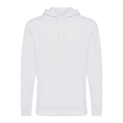 Bluza z kapturem z bawełny z recyklingu Iqoniq Jasper z nadrukiem Twojego logo, materiał: bawełna, kolor: biały