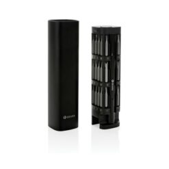 Śrubokręt Gear X, 56 końcówek, aluminium z recyklingu z nadrukiem Twojego logo, materiał: aluminium, kolor: czarny