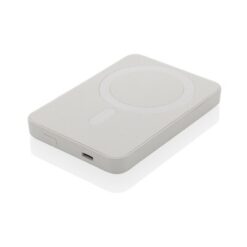 Magnetyczny bezprzewodowy power bank 5000 mAh Magnetix z nadrukiem Twojego logo, kolor: biały