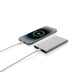 Power bank 4000 mAh z aluminium z recyklingu z nadrukiem Twojego logo, materiał: aluminium, kolor: szary