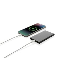 Power bank 4000 mAh z aluminium z recyklingu z nadrukiem Twojego logo, materiał: aluminium, kolor: czarny