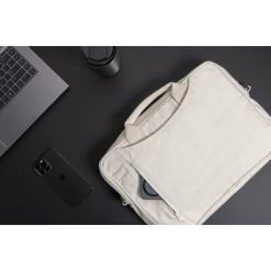 Torba na laptopa 15,4" AWARE™ Laluka, bawełna z recyklingu z nadrukiem Twojego logo, materiał: bawełna, kolor: biały