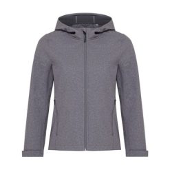 Damska kurtka softshell Iqoniq Makalu AWARE™ z nadrukiem Twojego logo, materiał: poliester, spandex, kolor: szary