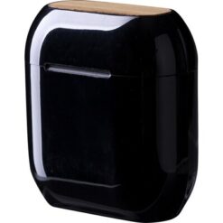 Bezprzewodowe słuchawki douszne z nadrukiem Twojego logo, materiał: plastik, kolor: czarny