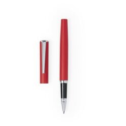 Pióro kulkowe z zatyczką z nadrukiem Twojego logo, materiał: aluminium, kolor: czerwony