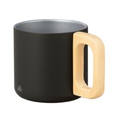 Kubek 400 ml ze stali nierdzewnej z recyklingu z nadrukiem Twojego logo, materiał: drewno, stal nierdzewna, stal, kolor: czarny