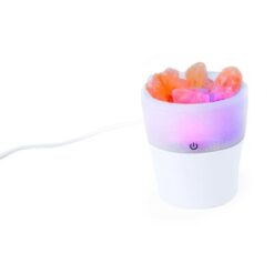 Nawilżacz powietrza, zmieniające kolor podświetlenie, kamienie z soli himalajskiej z nadrukiem Twojego logo, materiał: plastik, pc, kolor: biały